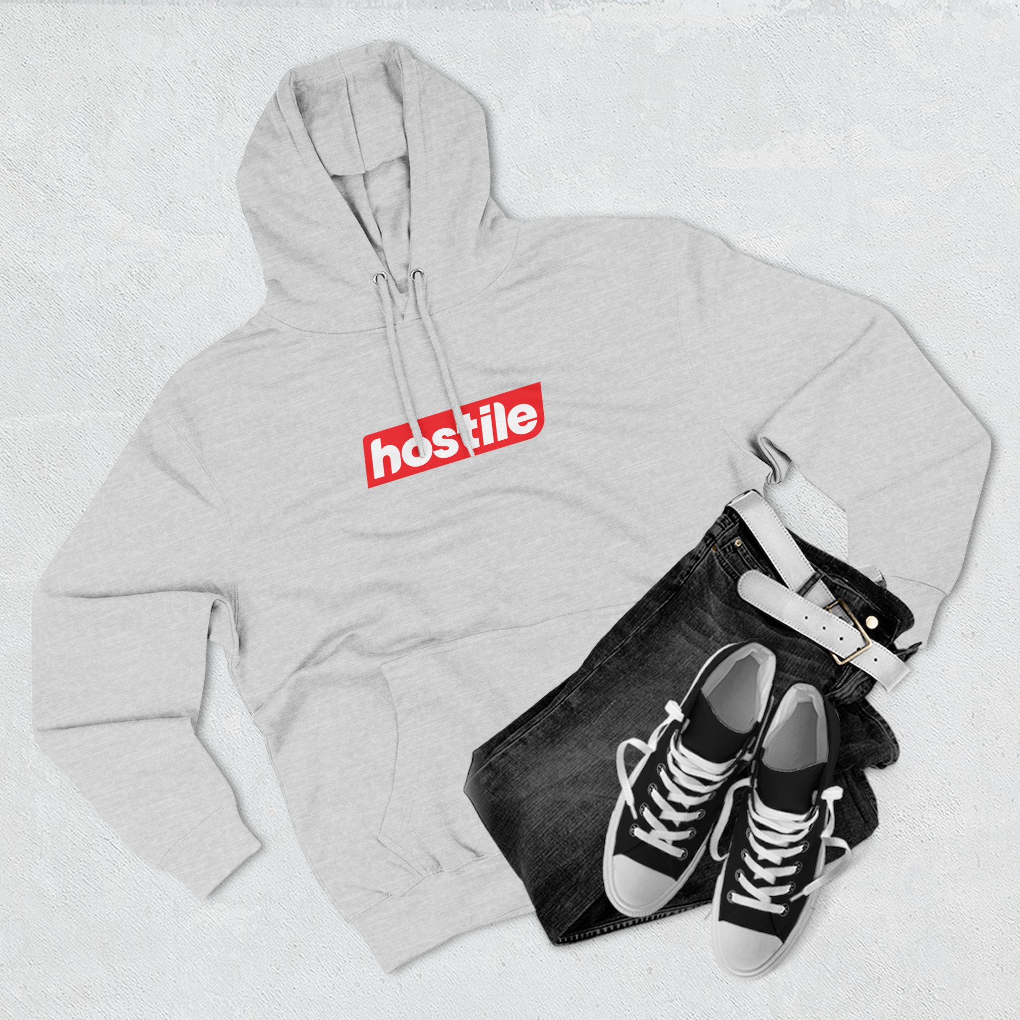 Hostile Logo Hoodie — Minimal Red Box Graphic Pullover - Image 11