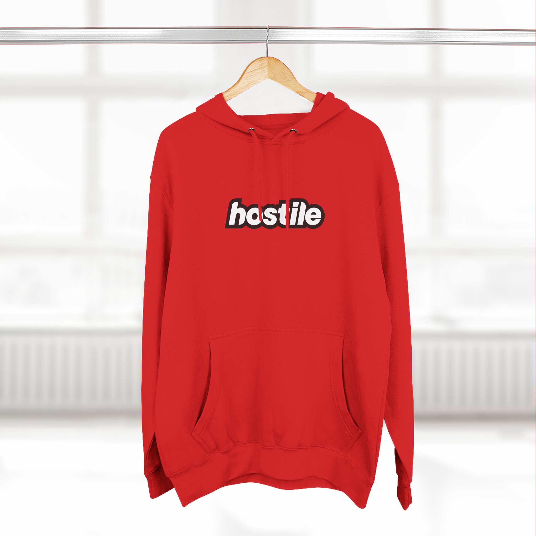 Copy of Copy of Hostile Logo Hoodie — Minimal Red Box Graphic Pullover - Image 48