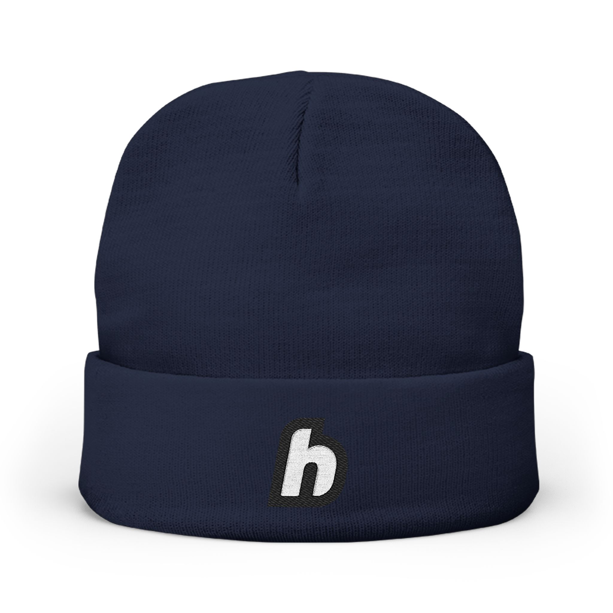 Embroidered ‘h’ Knit Beanie – Minimal Logo Winter Hat - Image 13