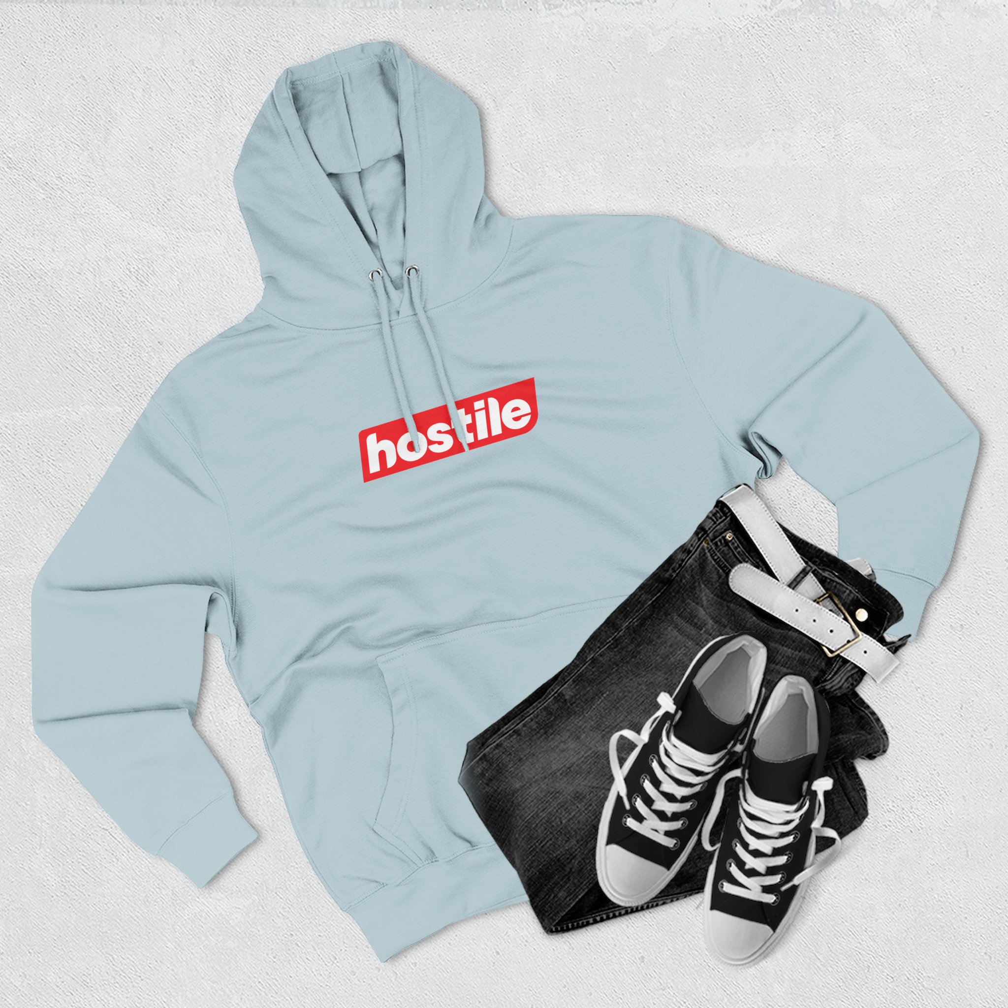 Hostile Logo Hoodie — Minimal Red Box Graphic Pullover - Image 31