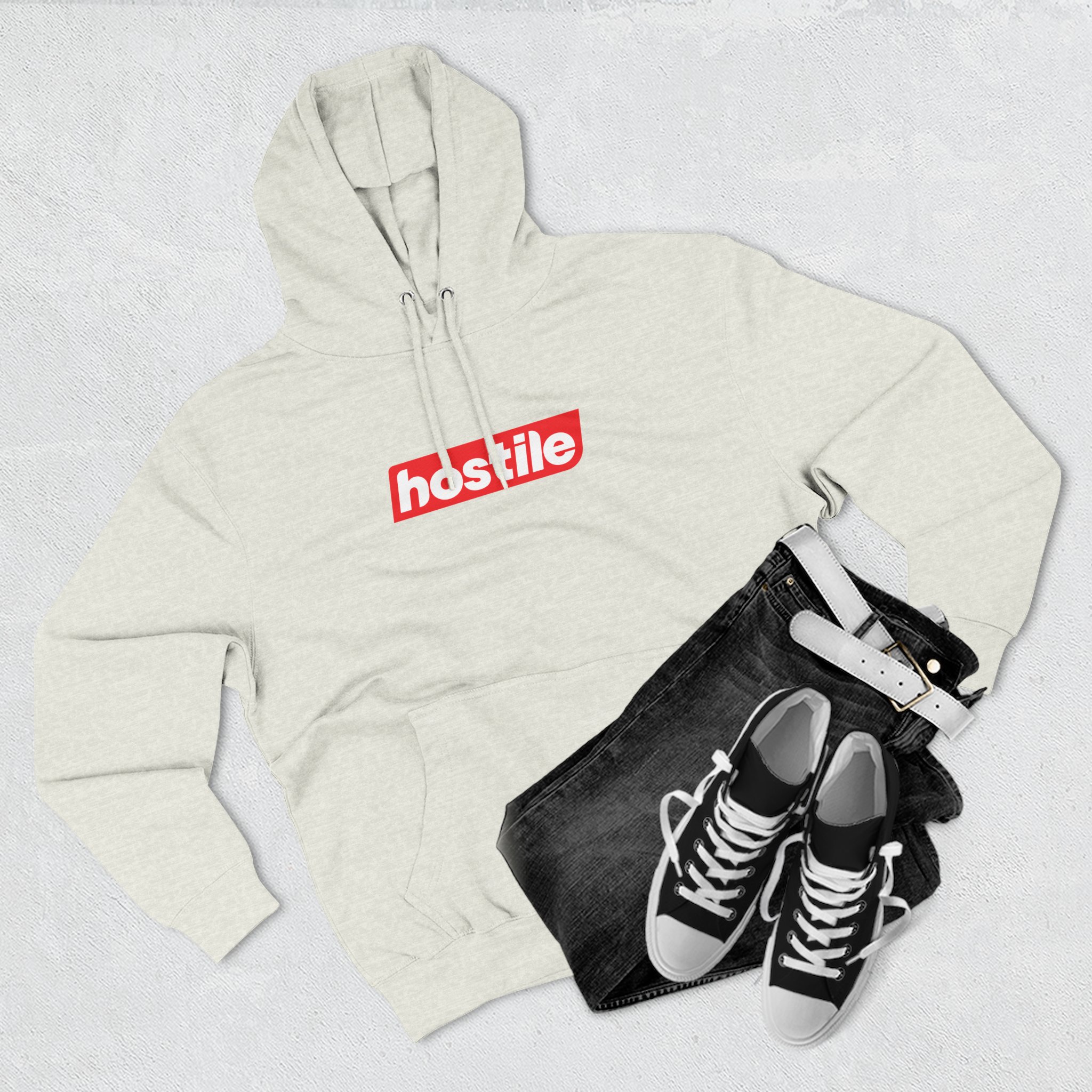 Hostile Logo Hoodie — Minimal Red Box Graphic Pullover - Image 23