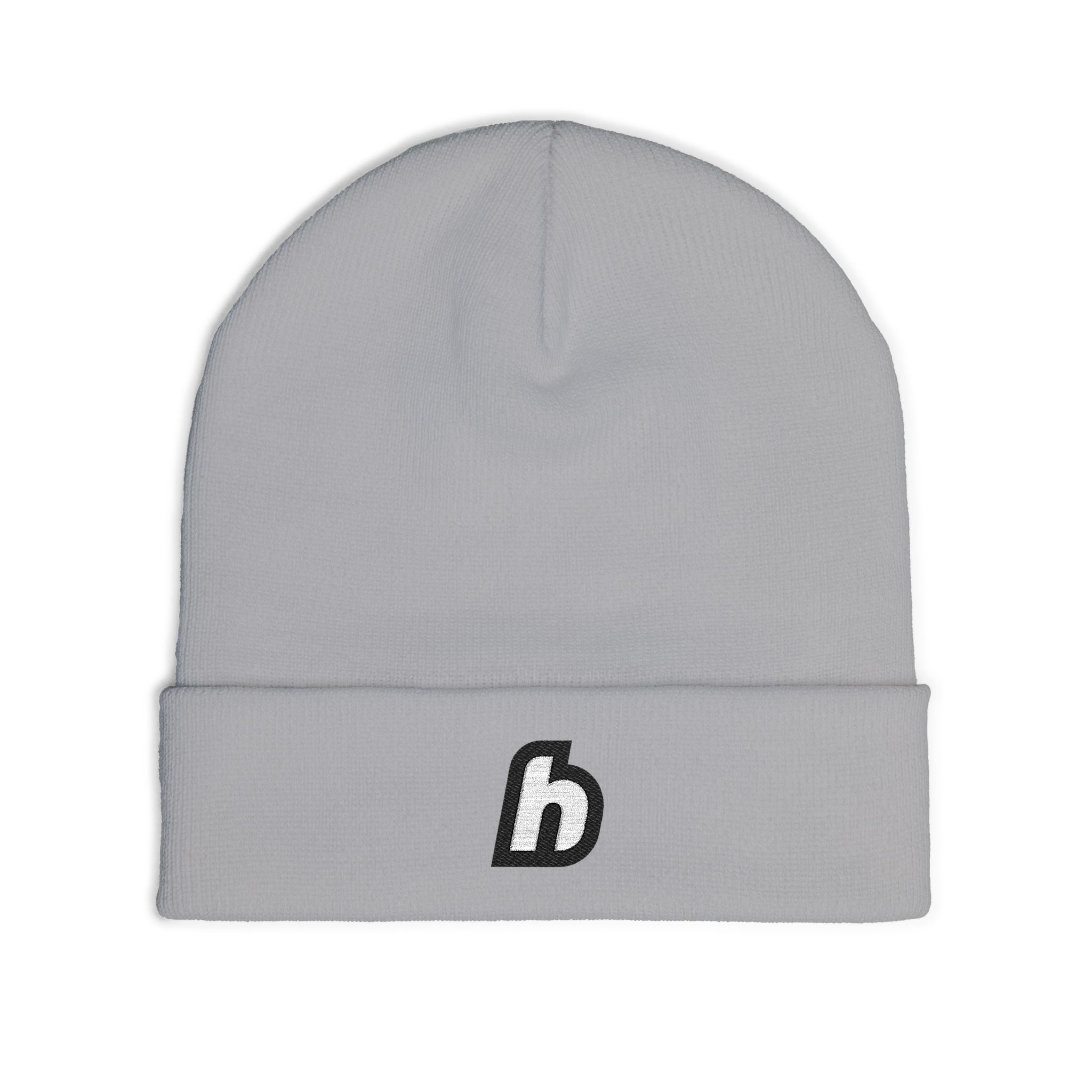 Embroidered ‘h’ Knit Beanie – Minimal Logo Winter Hat - Image 3