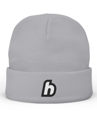 Embroidered ‘h’ Knit Beanie – Minimal Logo Winter Hat