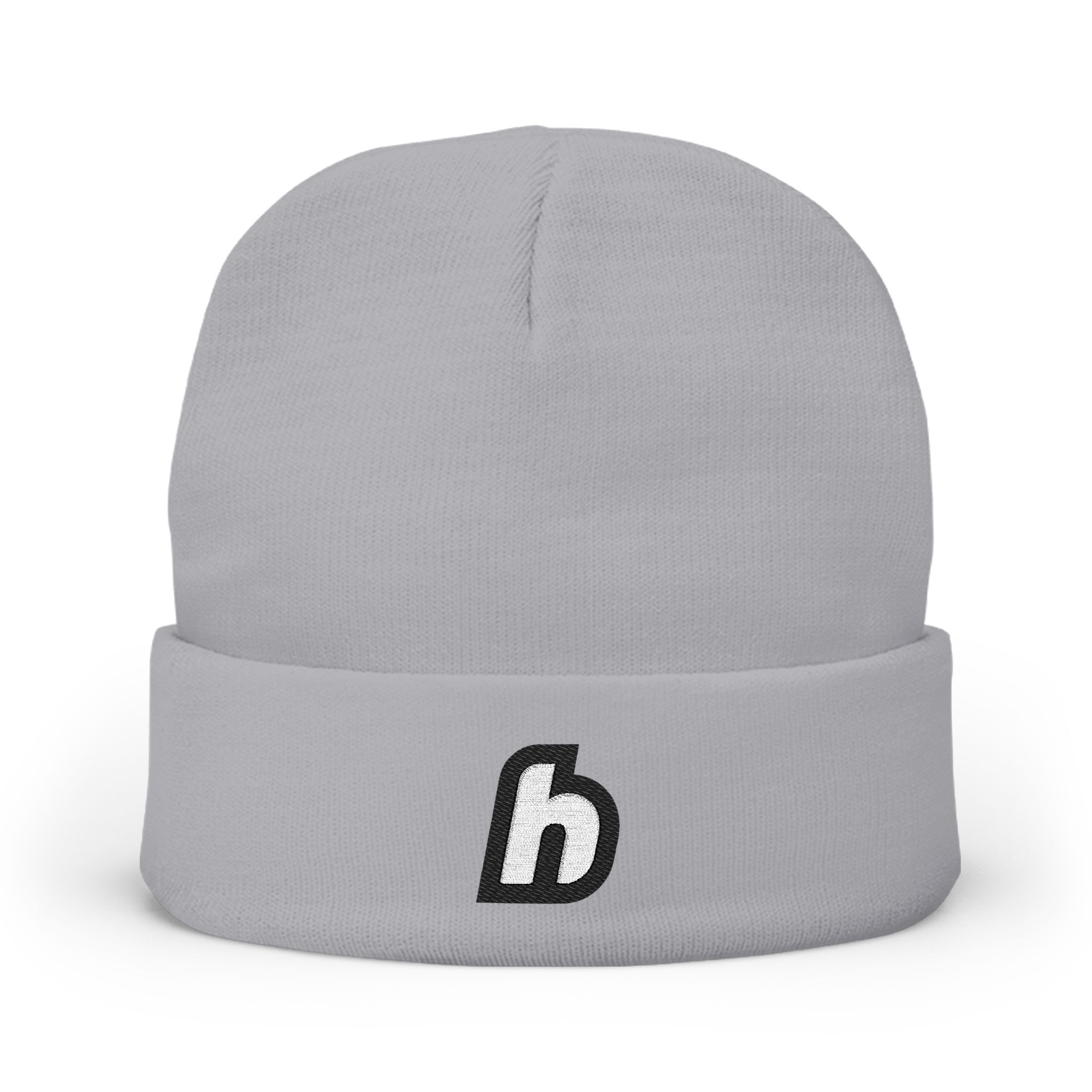 Embroidered ‘h’ Knit Beanie – Minimal Logo Winter Hat