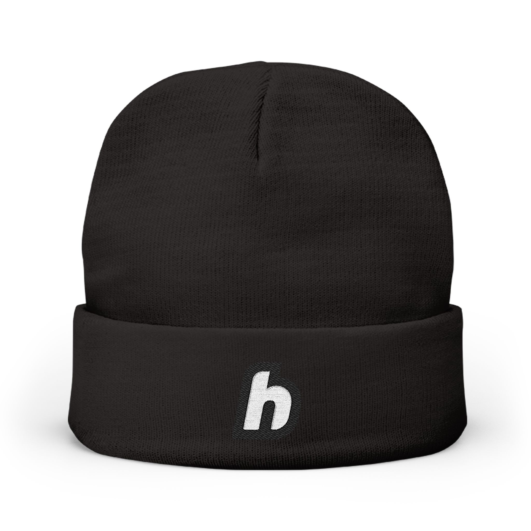 Embroidered ‘h’ Knit Beanie – Minimal Logo Winter Hat - Image 5