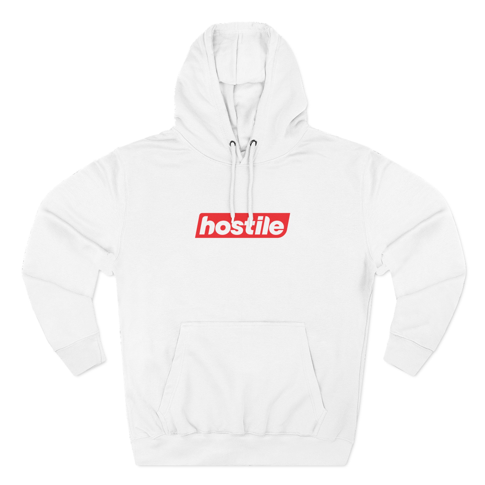 Hostile Logo Hoodie — Minimal Red Box Graphic Pullover