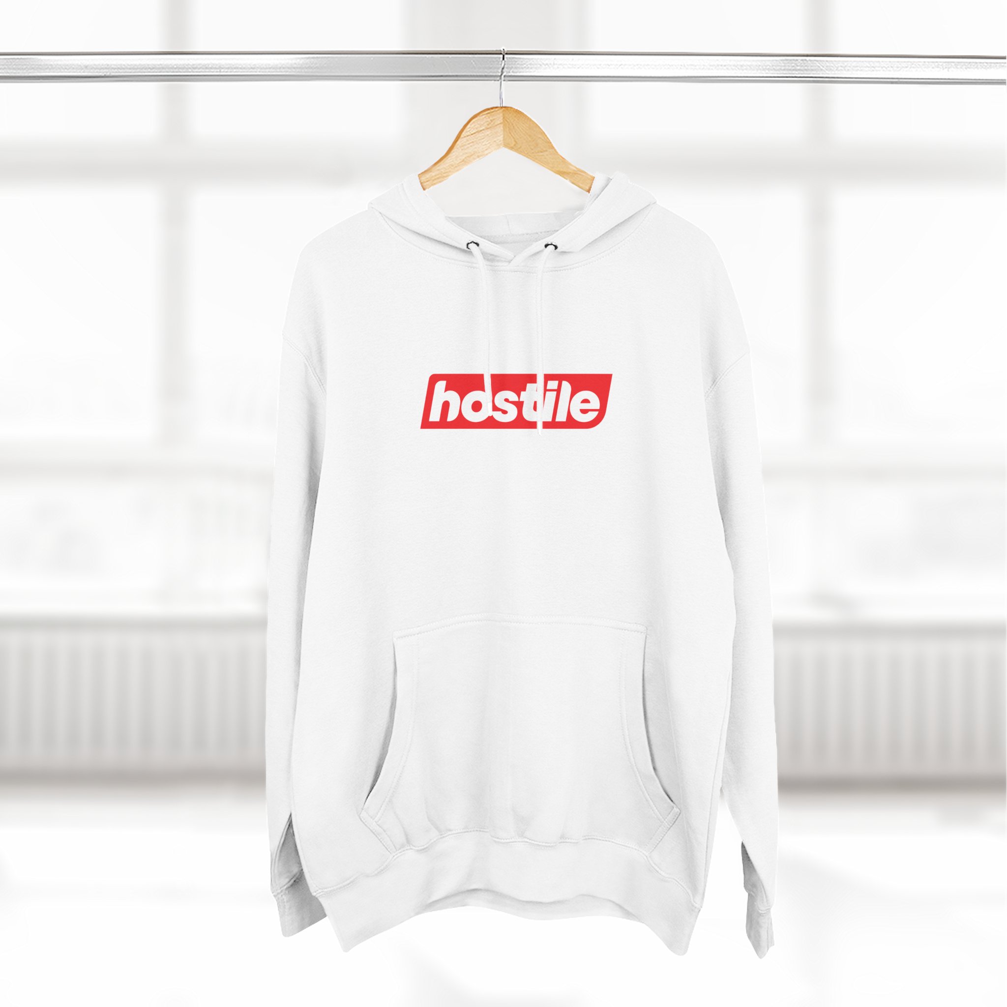 Hostile Logo Hoodie — Minimal Red Box Graphic Pullover - Image 4