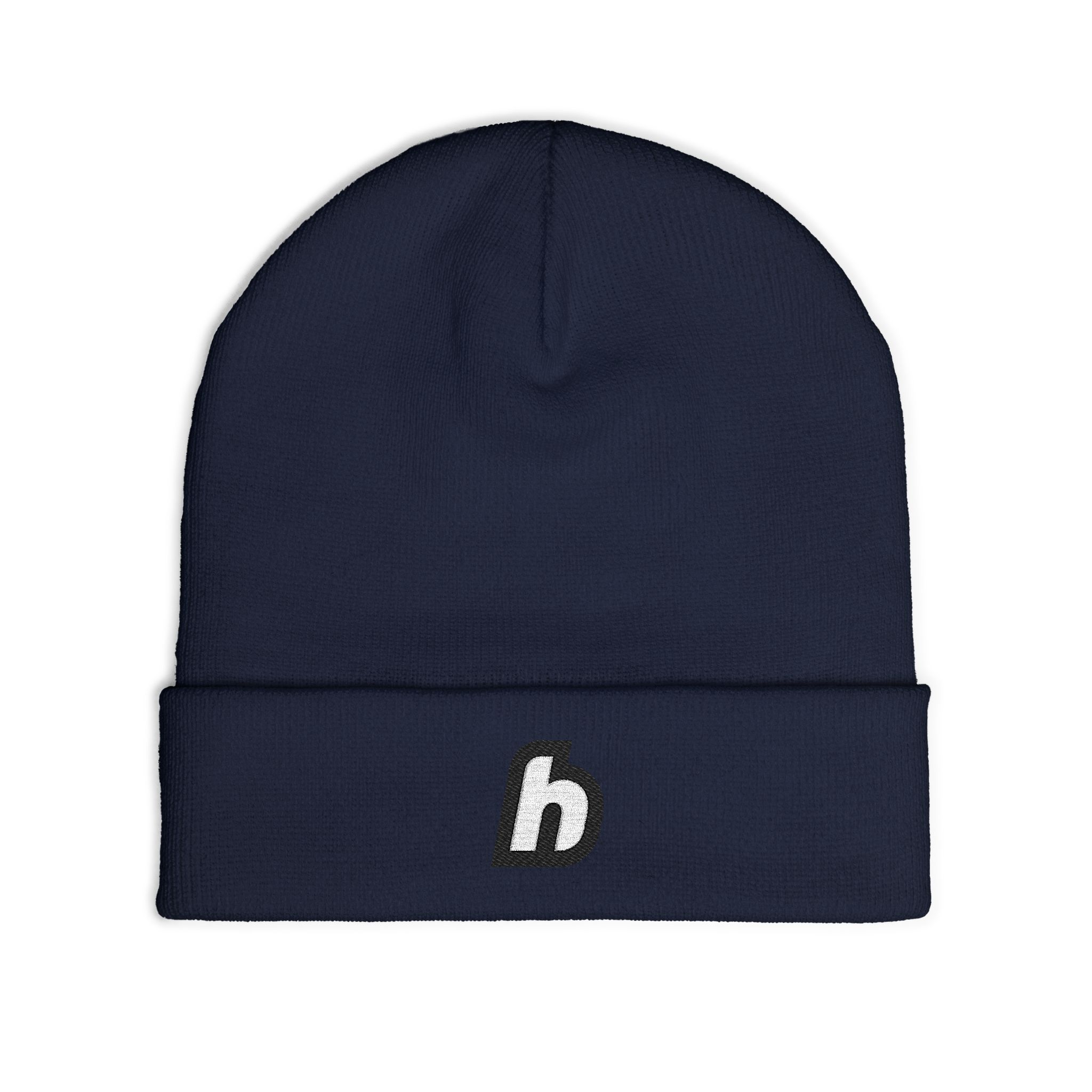 Embroidered ‘h’ Knit Beanie – Minimal Logo Winter Hat - Image 15
