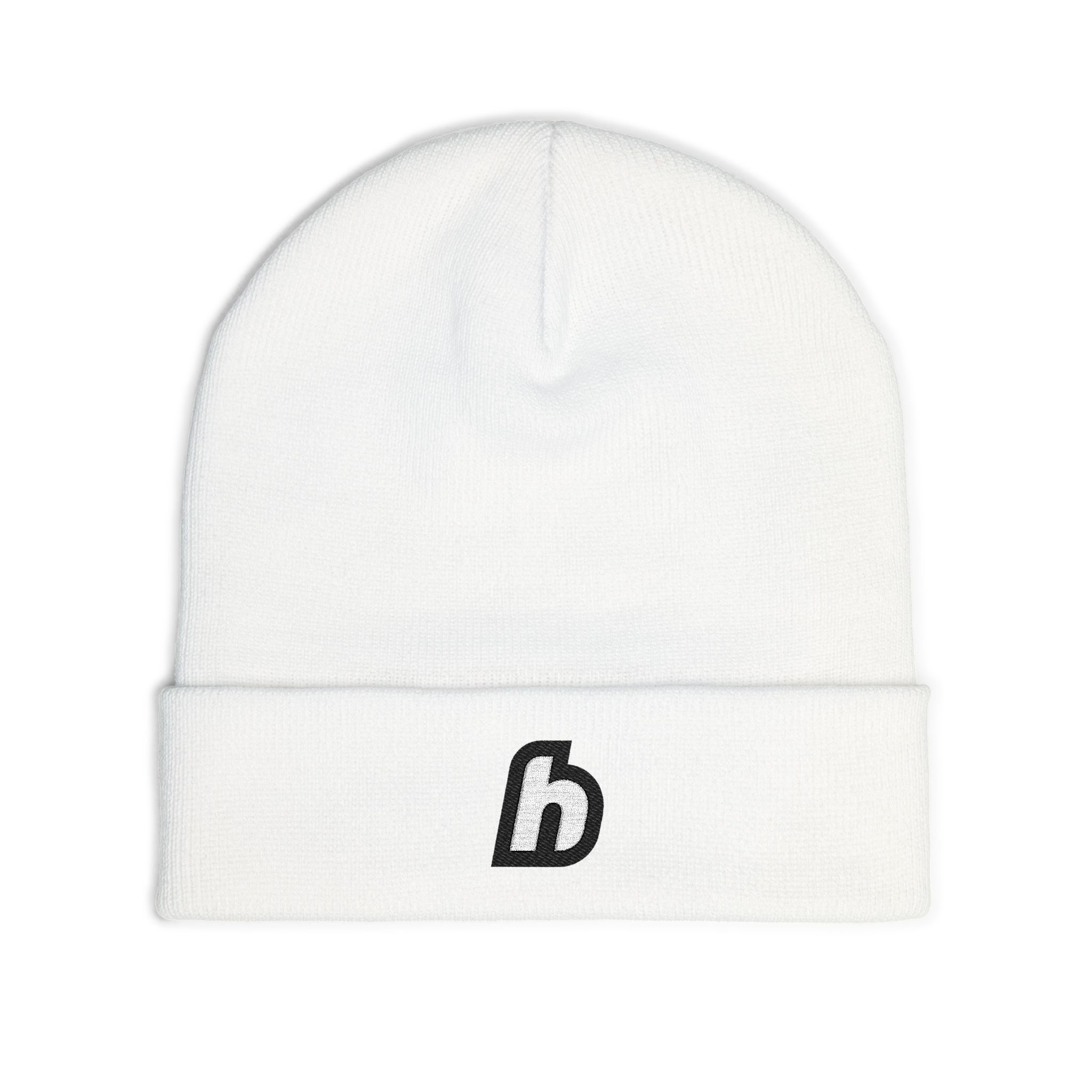 Embroidered ‘h’ Knit Beanie – Minimal Logo Winter Hat - Image 19