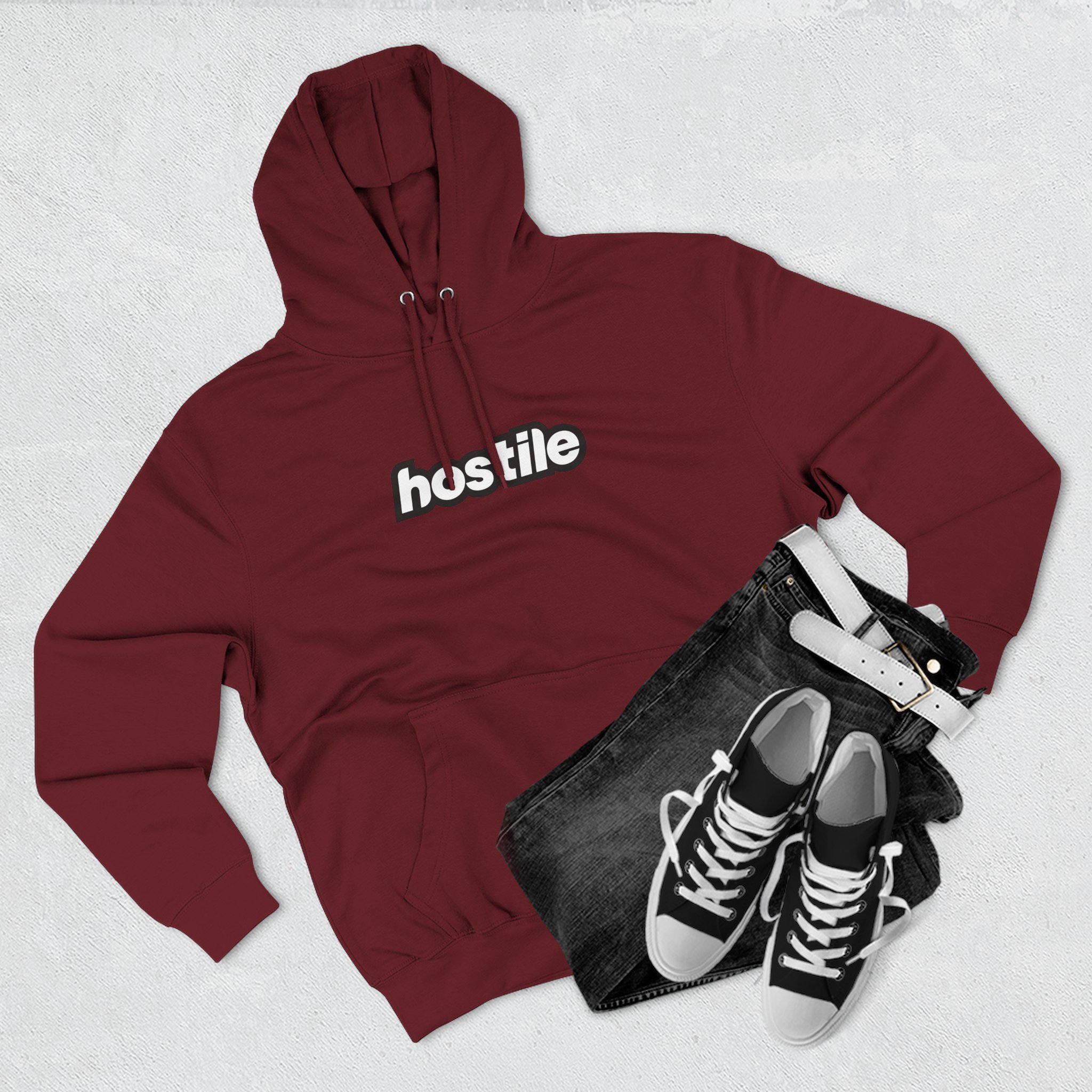 Copy of Copy of Hostile Logo Hoodie — Minimal Red Box Graphic Pullover - Image 51